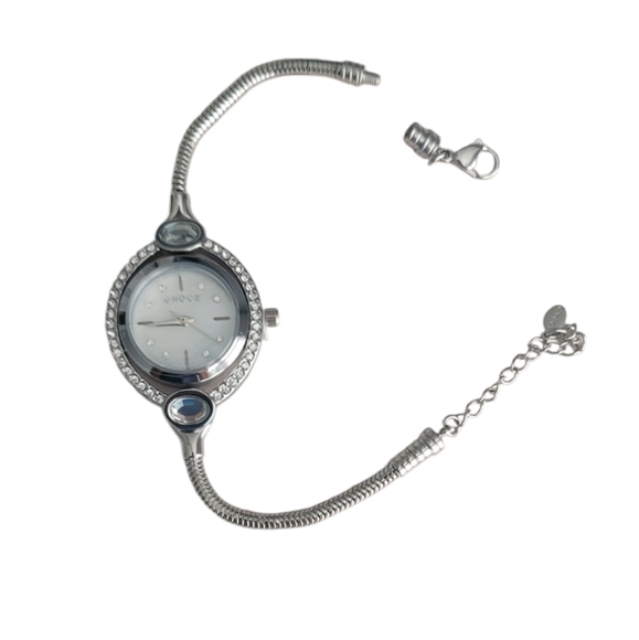 Gnoce Watch DISCONTINUED Charms Silver Bracelet Mother of Pearl Oval Iridescent - Picture 8 of 9